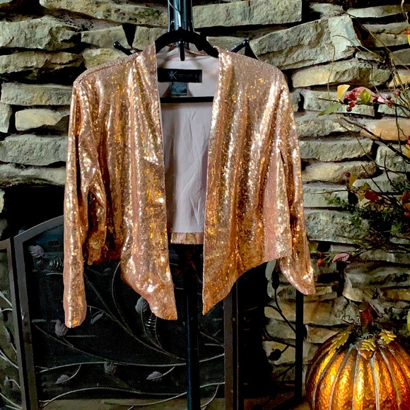gold sequin crop jacket